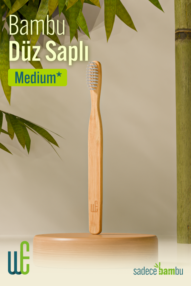 Weways Doğal Bambu Manuel Diş Fırçası Yetişkin (Düz Sap - Medium Uç)