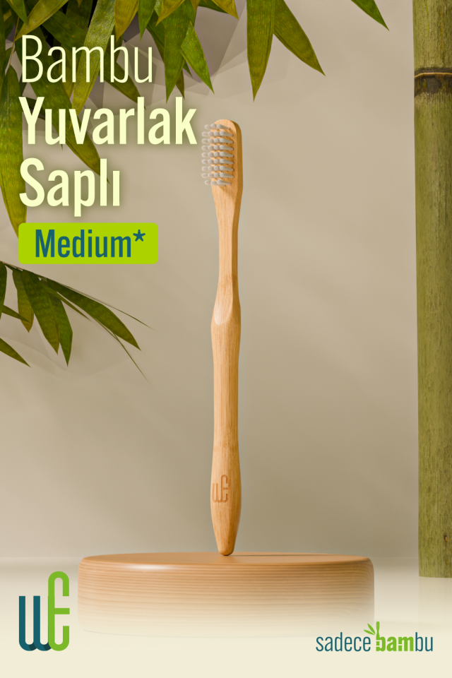 Weways Doğal Bambu Manuel Diş Fırçası Yetişkin (Yuvarlak Sap - Medium Uç)